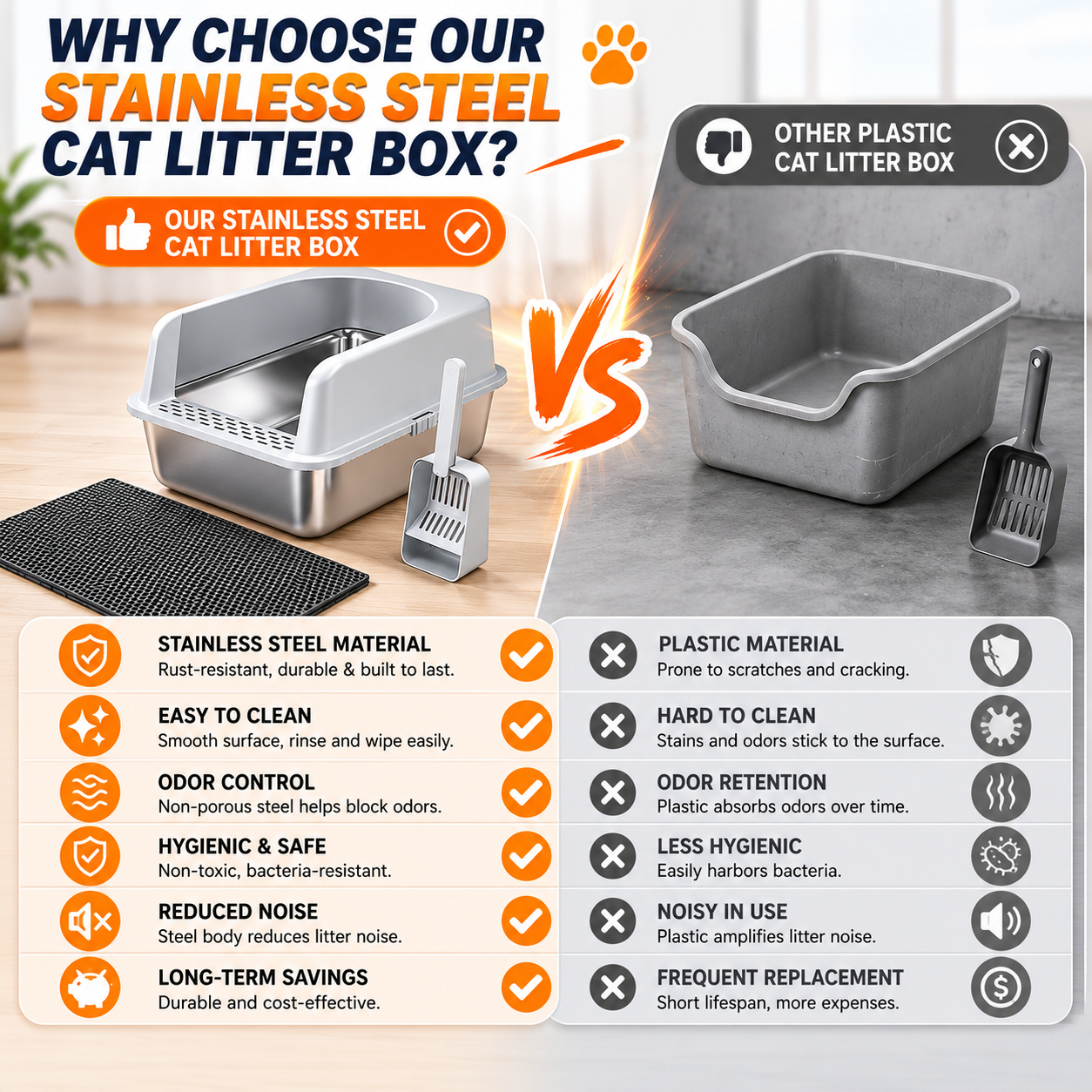 Stainless Steel Litter Box Cat Toilet