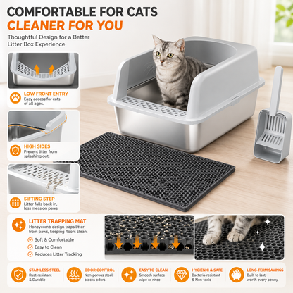 Stainless Steel Litter Box Cat Toilet