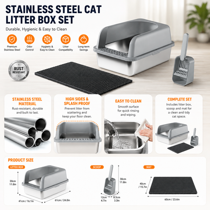 Stainless Steel Litter Box Cat Toilet